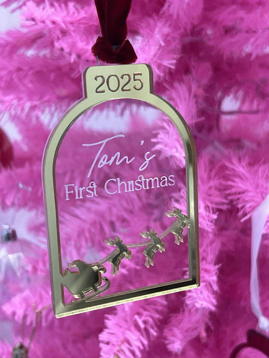 Decorative ornament with First Christmas personalised 