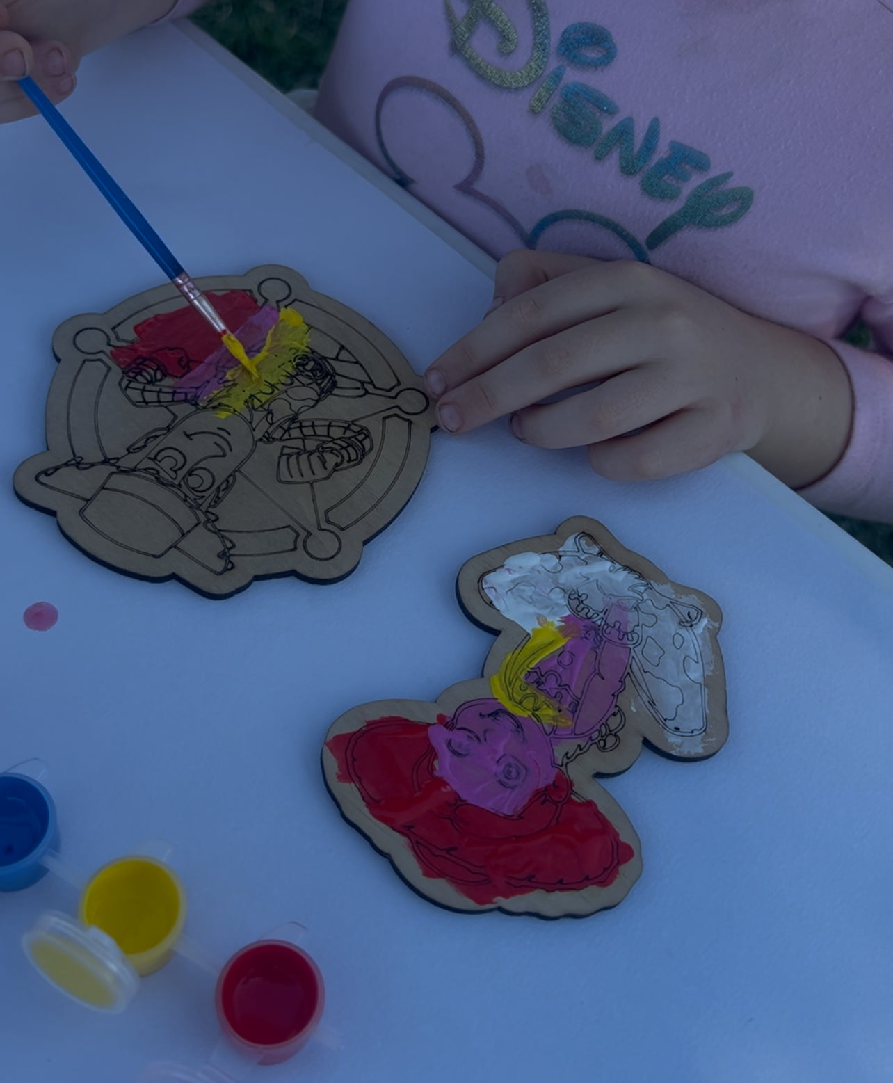 Kids Party Favours - wooden toy story plaques painting