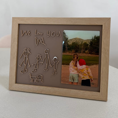 Hand written, we love you dad and photo for fathers day 